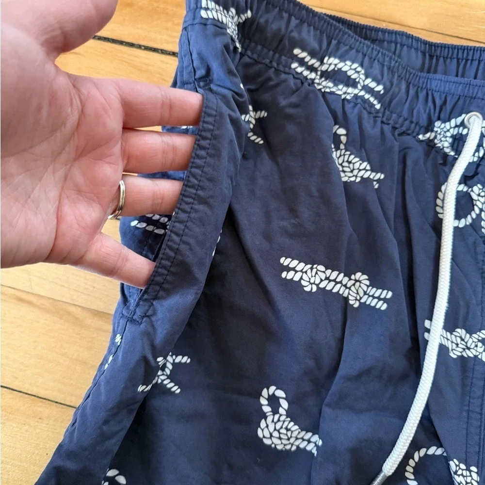 Brooks Brothers navy blue different knots printed swim trunks‎
